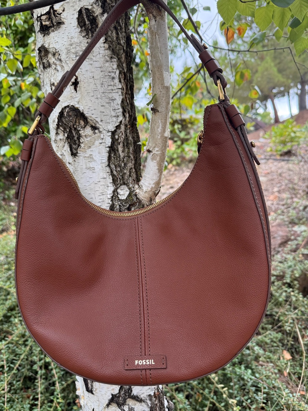 Fossil Shae Hobo Bag Chestnut Brown Leather NWOT